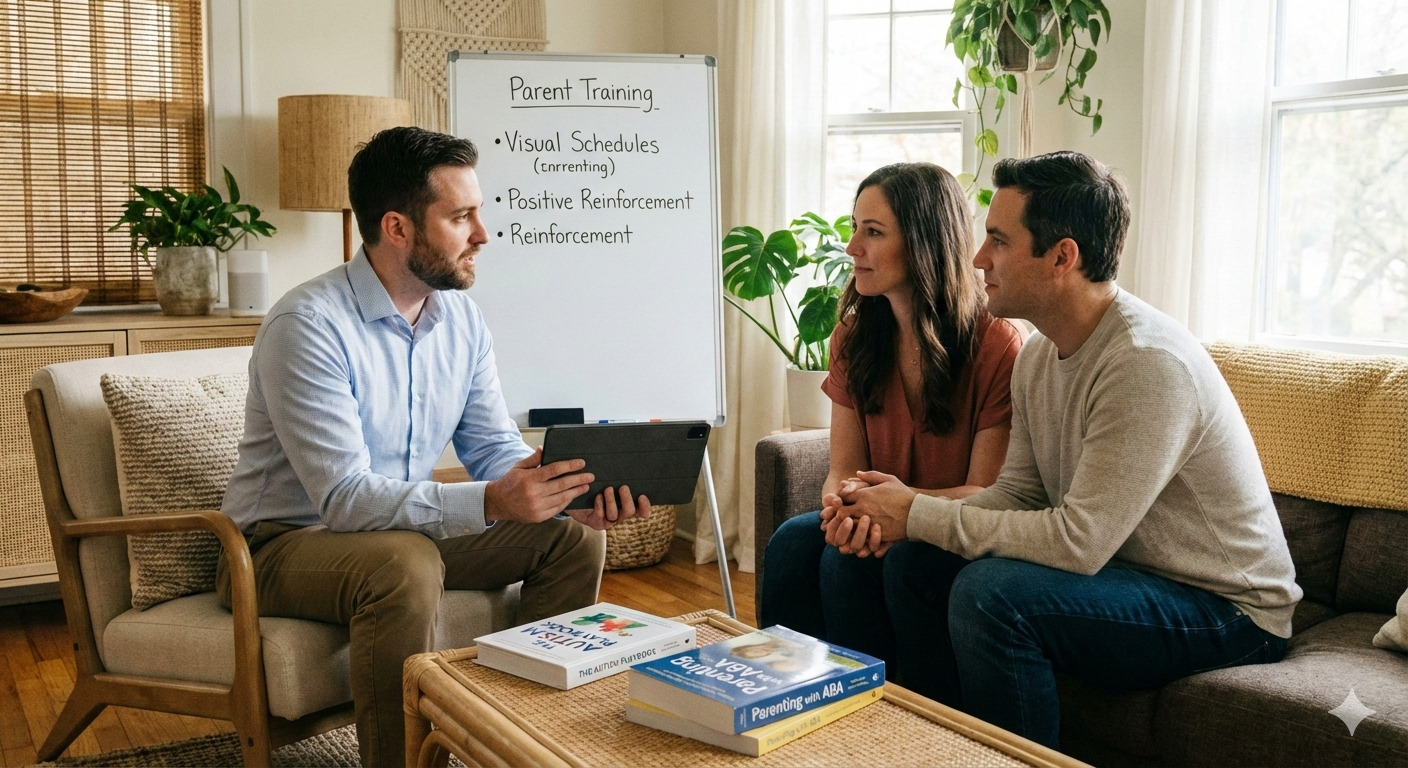 Genitori e bambino impegnati in un percorso di parent training