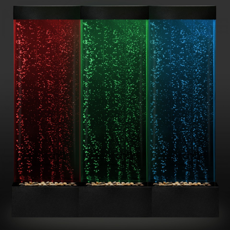 Fibre ottiche e colonna di bolle nella sala sensoriale